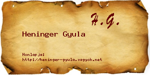 Heninger Gyula névjegykártya