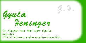 gyula heninger business card